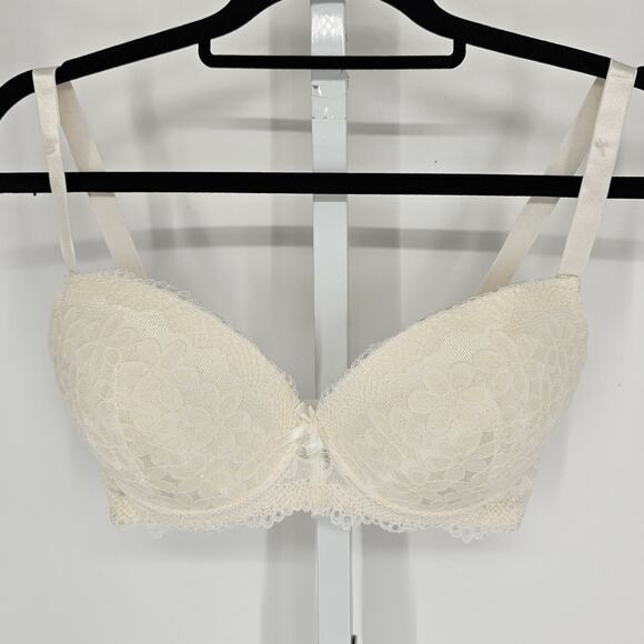 Vtg Pure Beauty by Rene Rofe Womens Sz 36DD Cream Lace Sexy Bra - Picture 1 of 4